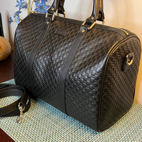 Gucci Micro Guccissima 2WAY Boston Bag Handbag Leather Black - Picture 13 of 16